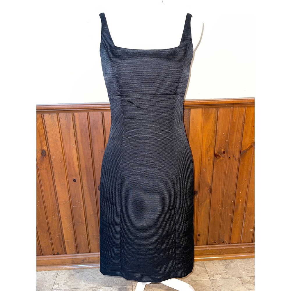 Womens Tahari‎ Arthur S Levine Black Strapless Midi Textured Split Hem Dress 2